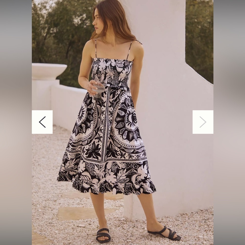 FARM Rio Black and White Midi Dress